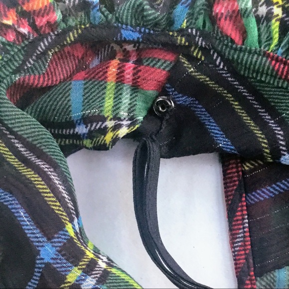 J.Crew Sleeveless Ruffle-Collar Tank & Button Up Black Red Green Tartan Shirt - Picture 8 of 13